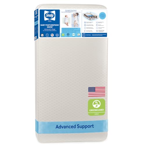 SEALY BABY 2 Stage Infant Crib Mattress Plus Toddler Bed Fit, Breathable, Resistant to Stain Cover, Dual Firmness & Lightweight, Posturepedic Grow
