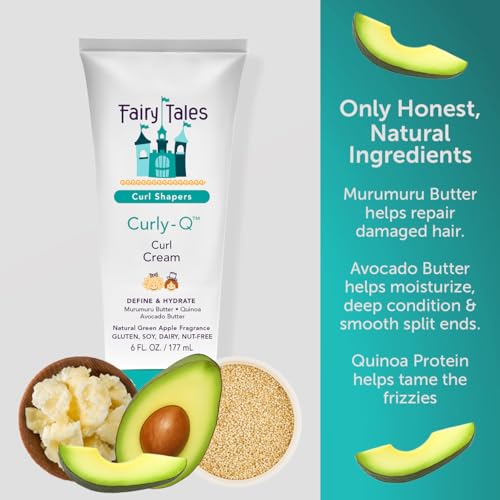 Fairy Tales Curly Q Kids Curl Cream – Lightweight Curl Crème for Curly and Wavy Hair Kids - Paraben, Sulfate, Gluten and Nut Free - 6 oz