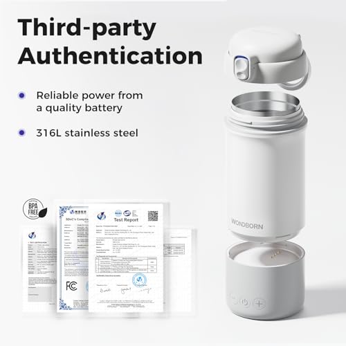 WONDBORN Portable Bottle Warmer for Travel, Dishwasher Safe, 3X Faster & Even Heating, 8 Feeds per Charge, 17oz, 1℉ Precise Adjust, Thaw, Keep Warm, Use While Charging, for Breastmilk & Formula