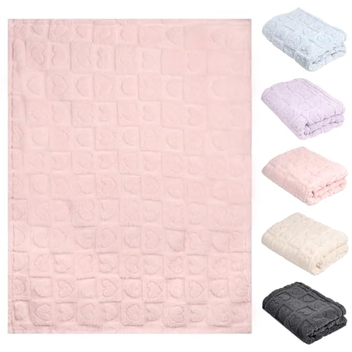 5 Pcs Baby Blanket Heart Checkered Ultra Soft Gift-Ready Plush for Newborns, Nursery & Stroller 30"x40" Beige Gray Blue Purple Light Pink