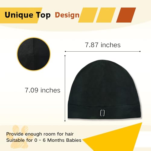 Baby Silky Satin Bonnet for 0-6 Months -Adjustable Infant Hair Care Sleep Cap - Black