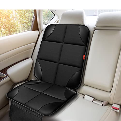 XHYANG Car Seat Protector 1 Pack Car Seat Cushion Mat Thickest Padding,Waterproof 600D Fabric Car Seat Covers for Non-Slip Backing Mesh Pockets for Baby and Pet (Black, 1 Pc)