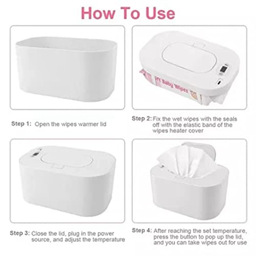 Keenso Baby Wipe Warmer, PP Intelligent Adjustable Temperature to Use Infant Wipes Heater Car Charging (White)