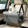 JOEJOY Deluxe Dog Booster Seat with Sturdy Metal Frame and Safety Leash for Small Pets up to 20 lbs - Portable Puppy Dog Car Seat with Thick Cushion and Storage Pockets for Small Dogs