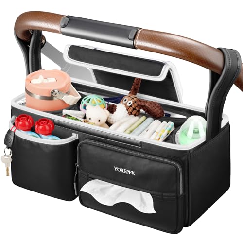 YOREPEK Large Stroller Caddy for Baby Accessories Fits UPPAbaby Vista/Cruz