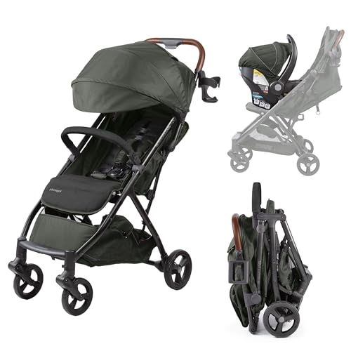 Ingenuity 3Dquickclose CS+ Compact Fold Stroller – Lightweight Stroller with Oversized Canopy, Extra-Large Storage and Compact Fold, Forest