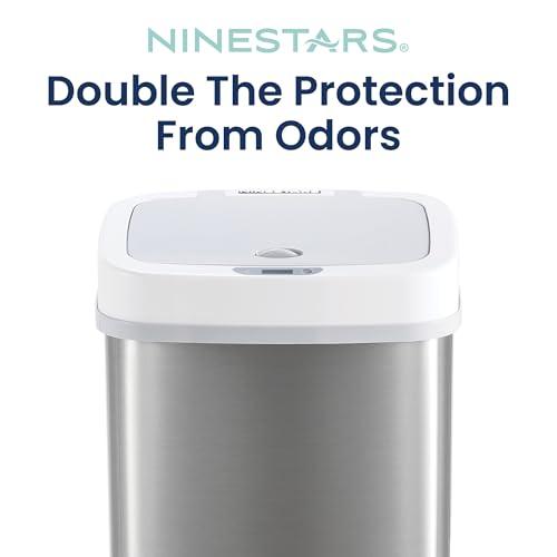 Ninestars NPT-15-1WH Automatic Touchless Motion Sensor Diaper Disposal Trash Can with lid, 4 gallon/15 L, White, Plastic