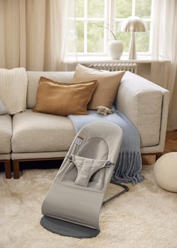 BabyBjörn Bouncer Balance Soft, Tri-Fabric, Sand Grey | 2-in-1 Adjustable Baby Bouncer Seat and Toddler Chair, Newborn to Toddler (8-29 lbs), 4 Positions, Lightweight & Portable