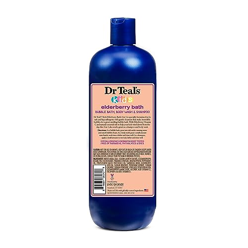 Dr Teal's Kids 3-in-1 Elderberry Bath: Bubble Bath, Body Wash & Shampoo, 20 fl oz