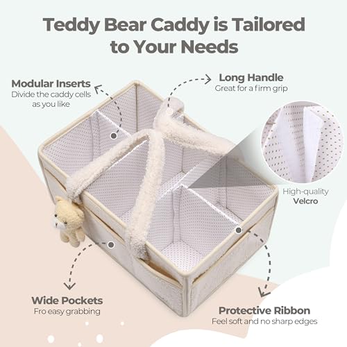PeraBella Baby Diaper Caddy Organizer with Handle, Boy & Girl Shower Gift Basket, Portable Diaper Storage Basket Bin for Wipes, Newborn Baby Essentials Registry Search Must Haves, Car Caddy Organizer