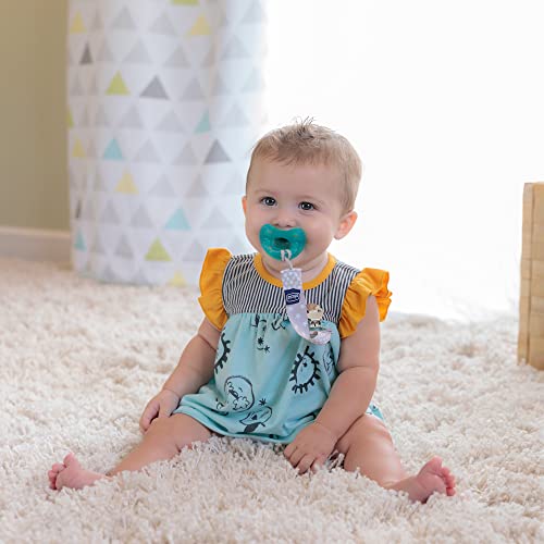 Chicco Two-in-One Pacifier Clip with Loop & Ring Attachment, Loop for Teethers and Small Toys, Ring Included for Knob-Style Pacifiers, Secure Clasp is Gentle on Clothing, One-Piece Design, Grey