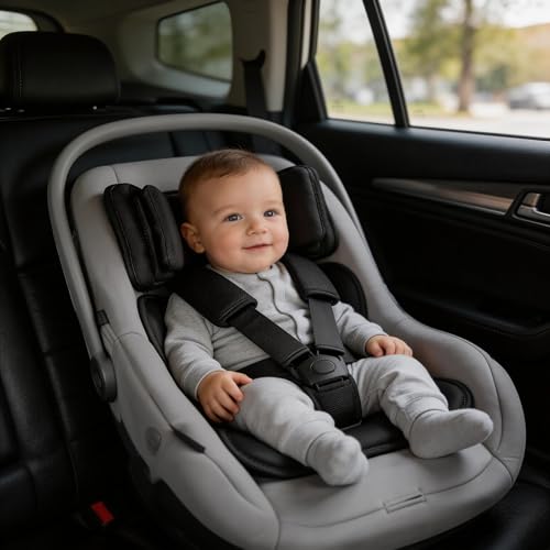 HNHUAMING Infant Car Seat Insert with 2 Headrest for Doona|Graco, Thickened Baby Car Seat Head Support for Newborn, Reveable Baby Car Seat Cushion for Side Impact Protection, Black