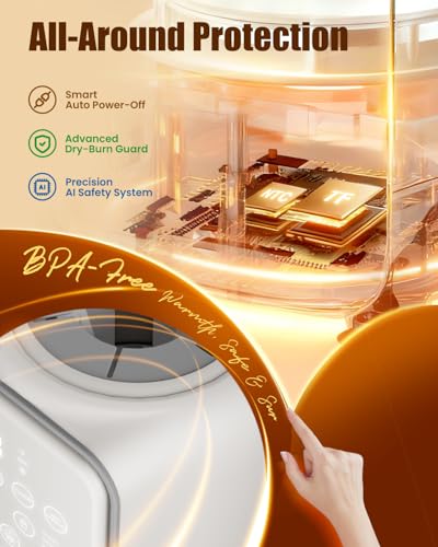 12-in-1 Baby Bottle Warmer for Breastmilk, 2min Fast Swirlable Milk Warmers with 24H Locks Nutrients, Smart Precise Even Heating, Temperature Control, Timer, Night Light, Fits All Bottles, Bags, Jars