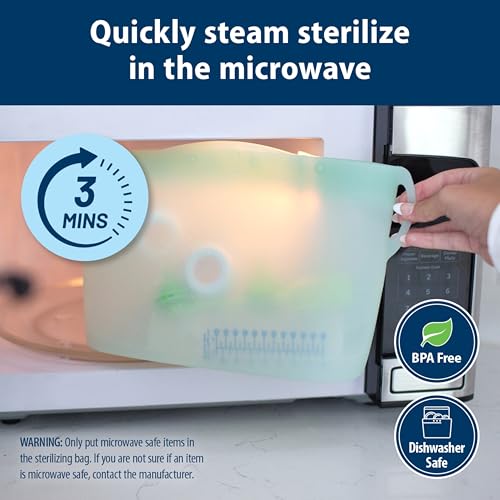 Dr. Brown's Microwave Steam Sterilizer Bag for Baby Bottles, Breast Pump Parts & Other Toddler Accessories, 100% Silicone, Reusable Sterilizing Bag