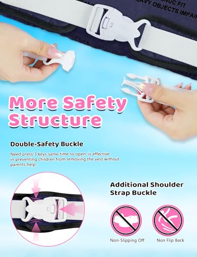 Vvinca Toddler Swim Vest for Kids 13-30lbs Boys Girls Puddle Kid Jumper Toddlers Pool Floaties Jacket with Adjustable Crotch Strap Sleeves Shoulder for 1 2 3 Years Old Baby Infant Learn to Swimming