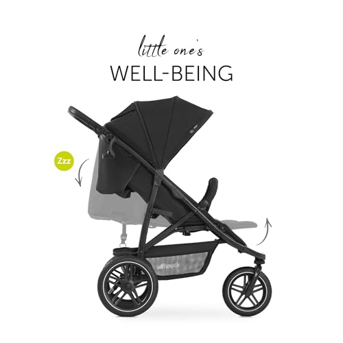hauck Rapid 3R All-Terrain Pushchair Baby Stroller for Toddlers – 3 Rubber Wheels, UPF 50+ Canopy, Adjustable Reclining Seat & Height Handle, and Compact One-Hand Fold
