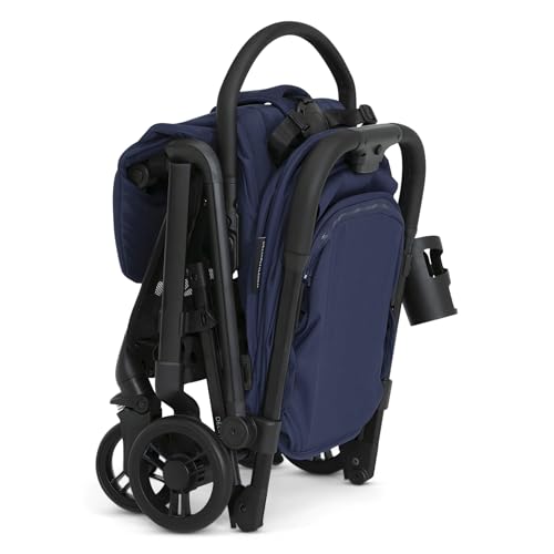 Delta Children Icon Ultra Compact Lightweight Everyday & Travel Stroller - One-Hand Fold - Only 15.6 Pounds - Fits in Overhead Compartments - Greenguard Gold Certified - Multi-Position Recline, Navy