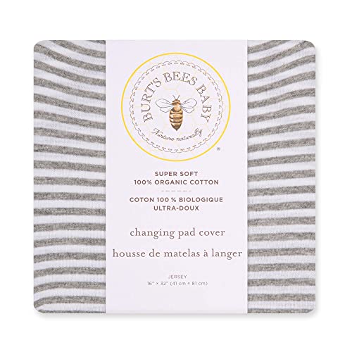Burt's Bees Baby Unisex Baby Gift Set - Crib Sheet, Changing Pad Cover, 100% Organic Cotton Essentials Bundle