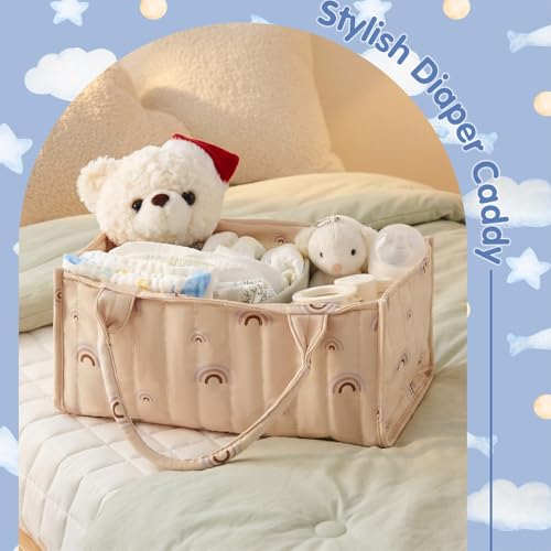 Geetery Diaper Caddy Organizer for Newborn & Nursery- Large, Sturdy Storage Basket for Diapers, Wipes & Baby Diapers Essentials