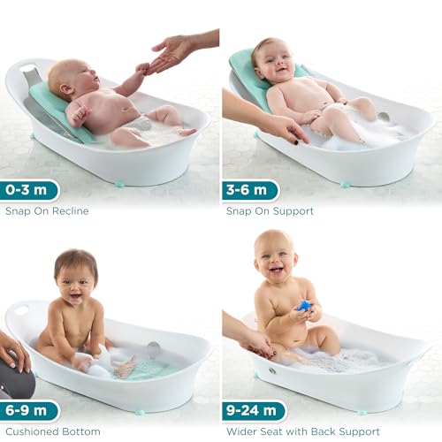 Contours Oasis 4-in-1 Baby Bathtub, Portable Infant Bath Seat for Newborn to Toddler Support, Mint - Includes Quick-Dry Mesh Pad, Non-Slip Base