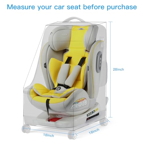 TUGUAN Car Seat Travel Bag for Airplane with Spinner Wheels, Infant Car Seat Bags for Air Travel with Hard Bottom, Padded Car Seat Backpack, Large Car Seat Storage Bag Airport Check, Green