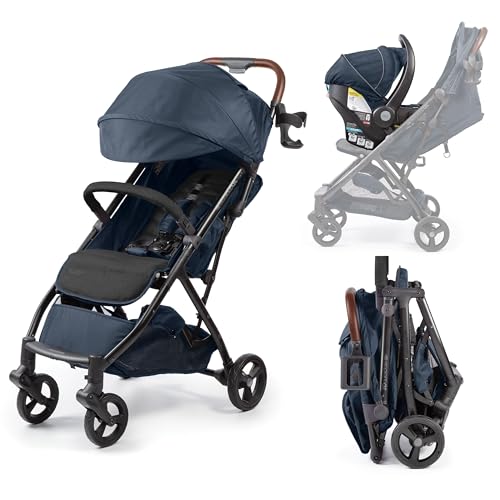 Ingenuity 3Dquickclose CS+ Compact Fold Stroller – Lightweight Stroller with Oversized Canopy, Extra-Large Storage and Compact Fold, Deep Ocean