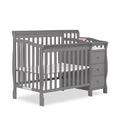 Dream On Me Jayden 4‑in‑1 Mini Convertible Baby Crib & Changer with Storage, Steel Grey, Pinewood, GreenGuard Gold & JPMA, 1” Mattress Pad, 3 Mattress Heights, Converts to Mini Day & Twin-Size Bed