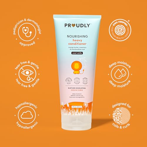 PROUDLY Nourishing Curly & Coily Hair Baby Conditioner by Gabrielle Union & Dwyane Wade, for Black & Brown Babies, Dry, Sensitive Skin, Sweet Vanilla, 9 oz