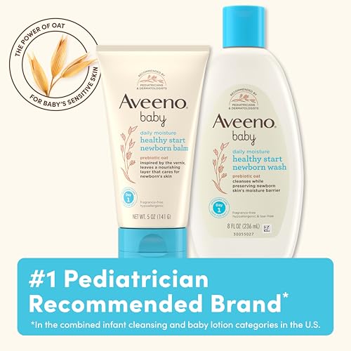 Aveeno Baby Healthy Start Nourishing Newborn Wash, Hypoallergenic Baby Body Wash, Prebiotic Oat, Gently Cleanses Sensitive Skin, No added Fragrances & Parabens, Tear-free, 8 fl. oz