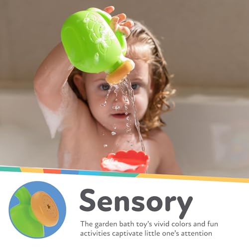 Nuby Flow N' Grow Garden Bath Toy with Flower and Watering Can - Baby Bath Toy for Boys and Girls 18+ Months - Toddler Bath Suction Cup Toy Attaches to Shower Wall