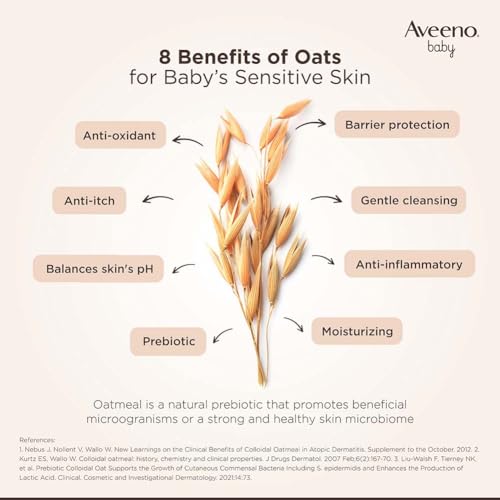 Aveeno Baby Daily Moisture Lotion for Delicate Skin with Natural Colloidal Oatmeal Dimethicone Hypoallergenic Fragrance Phthalate ParabenFree 8 oz, 1 Count