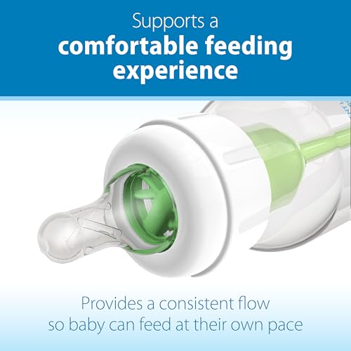 Dr. Brown's Natural Flow Anti-Colic Options+ Narrow Baby Bottle, 4 oz/120 mL, with Level 1 Slow Flow Nipple, 0m+, 4 Pack
