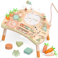Hewaurorion Wooden Activity Table for Toddlers 1-3, 9 in 1 Montessori Sensory Table with Bead Maze Shape Sorter Fishing Game, Baby Activity Table Learning Toys for 1 2 3 Year Old Boys Girls