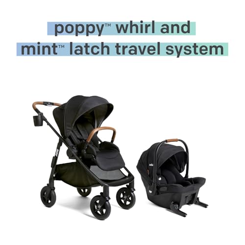 Joie Baby, Poppy Whirl Stroller and Mint Latch Car Seat Travel System (Shale) - 360 Whirl™ Travel System