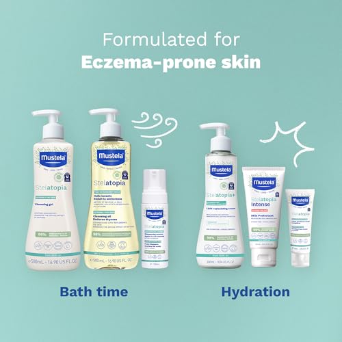 Mustela Stelatopia Eczema-Prone Skin Foam Shampoo for Newborn & Baby with - with Natural Avocado & Sunflower Oil - Fragrance-Free & Tear Free - 5.07 fl. oz.