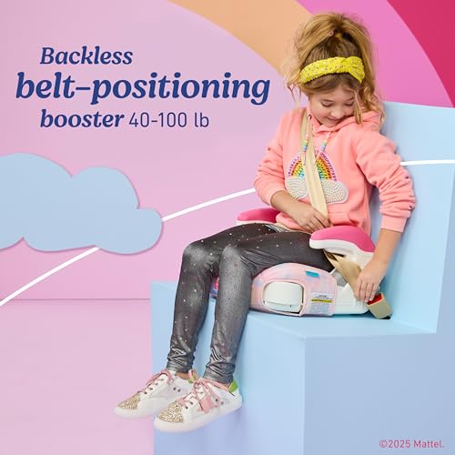 Graco TurboBooster 2.0 Backless Booster Car Seat, Barbie Painterly, Travel Booster Seat for Children Ages 4-10, Weight 40-100 Pounds and Height up to 57 Inches