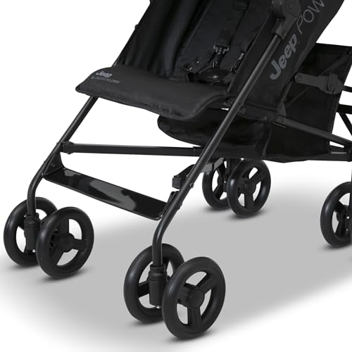 Jeep PowerGlyde Stroller by Delta Children Lightweight Travel Stroller with Smoothest Ride & Compact Fold, 3-Position Recline, Extra Large Storage Basket, Olive Green