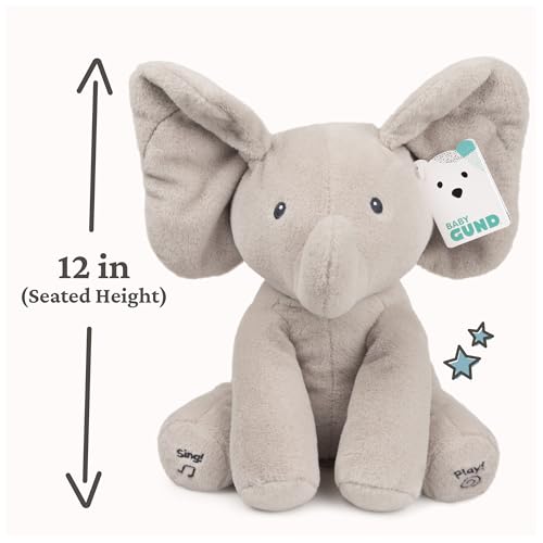 GUND Baby Animated Flappy the Elephant Plush, Singing Stuffed Animal Baby Toy for Ages 0 and Up, Gray, 12"