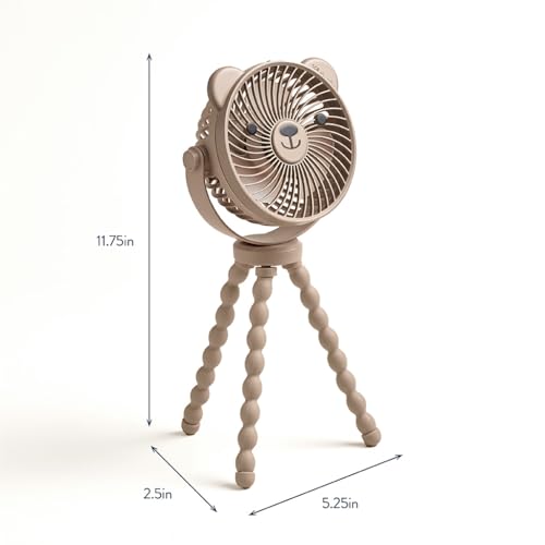 Itzy Ritzy Baby Stroller Fan - Rechargeable Fan Features 360 Degree Swivel, Flexible Wraparound Legs and 3 Speeds (Bear)