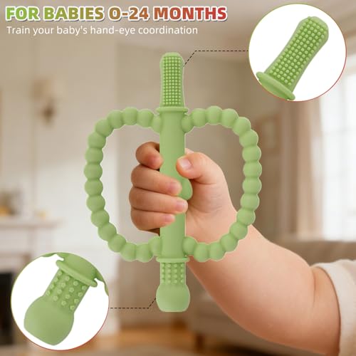 Fu Store Hollow Teether Tube 5 Pack Apple Shape Chew Straw Sensory Toy for Infant Toddlers Silicone Tubes Teething Toys for Babies 0-6 0-12 0-36 Months Gifts Teething Relief Soothing Gums