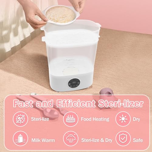 Fisca Baby Bottle Steri-lizer, 5-in-1 Large Capacity Bottle Steri-lizer and Dryer, 2 Layers Compact Electric Steam Steri-lizer for Baby Bottles, Pacifiers, Pump Parts & Baby Essentials-Transparent