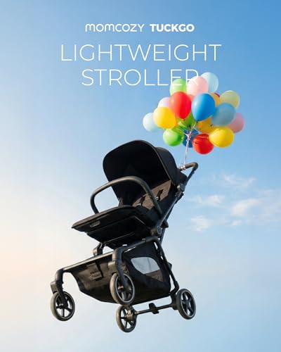 Momcozy Tuckgo Travel Stroller, Carry-On Compatible, Ultra Compact Stroller for Toddler, Reclining Seat, UPF 50+ Canopy, Adjustable Leg Rest, 33L Extra-Large Storage, Stroller Travel Bag Included