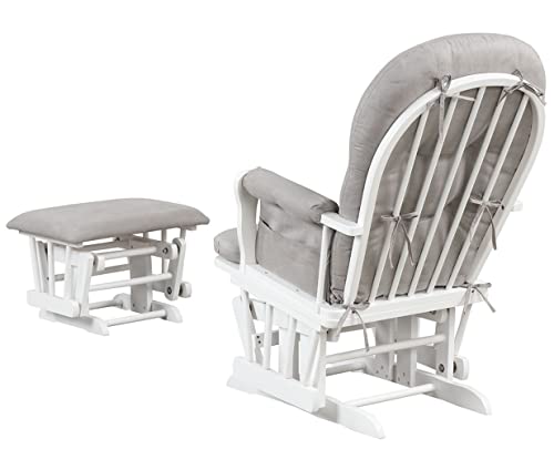 Angel Line Grayson Glider and Ottoman, White w/Gray Cushion