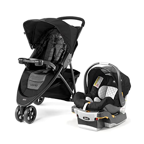Chicco Viaro Travel System, Viaro Quick-Fold Stroller with KeyFit 30 Infant Car Seat and Base, Apex/Black