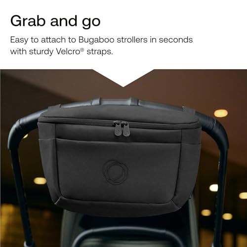Bugaboo Stroller Organizer Bag – Compact Diaper Bag with Multiple Pockets & Insulated Bottle Holder – Universal Stroller Compatibility, Water-Repellent & Recycled Fabric – Midnight Black