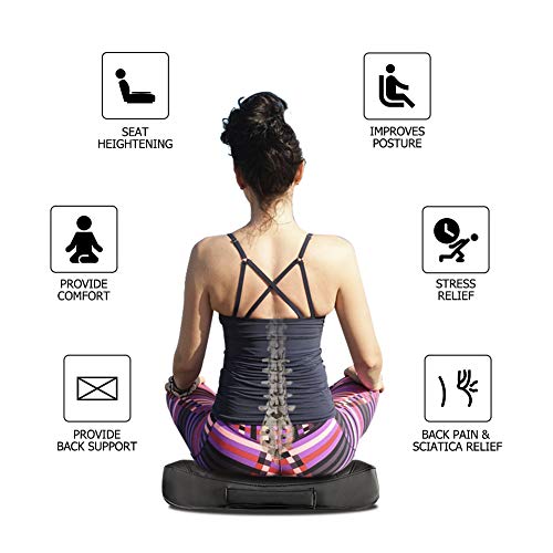 QYILAY Leather Car Memory Foam Heightening Seat Cushion for Short People Driving, Hip(Coccyx/Tailbone) and Lower Back Pain Relief Butt Pillows, Adult Booster Seat for Car,Truck,SUV, Office Chair.