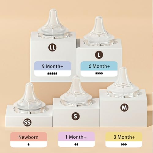 yanyoyo Natural Glass Baby Bottle Wide Neck, Anti-Colic Baby Bottle, Clear, 5.4oz(Pack of 2), Includes 2Pcs Natural Response Nipple(S), 1 Months+