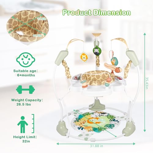 Otrolepota Baby Activity Center, Infant Jumpers and Bouncers with Music, Lights, Infant Toys, 360°Rotating Seat, 3 Adjustable Heights, Baby Play and Learning Center for 6+ Months