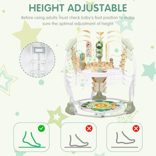 Furmubei Baby Activity Center, 3-in-1 Baby Jumper, Infant Activity Center with 360° Rotating Seat, Music, Lights, 3 Adjustable Heights, Infant Activity Jumper for 6+ Months JP2403
