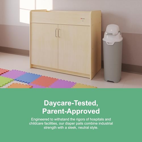 Foundations Tall Diaper Pail with Airtight Lid - Durable & Odorless Diaper Disposal, Large Capacity, Holds up to 60 Newborn Diapers, Refill with Any Bags, Baby Registry Gift - Gray (9612057)